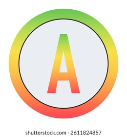 Vibrant Capital letter A design with green-red gradient border and light gray inner circle. Perfect for contemporary logo design or creative visual identity.