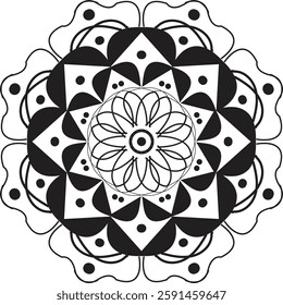 The vibrant and captivating style of this mandala design makes it perfect for enhancing creative projects, from home decor to branding.