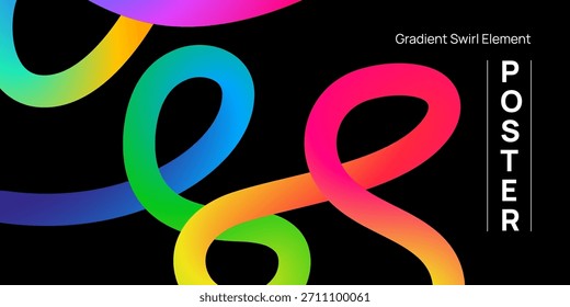Vibrant carnival swirl elements with bold gradient shading creating lively 3D patterns ideal for festive graphics party designs and colorful creative layouts