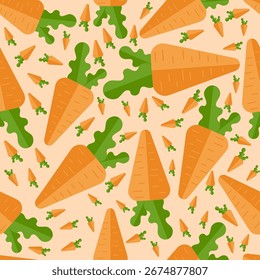 Design de padrão de cenoura vibrante cozinha arte digital brilhante perspectiva criativa conceito de frescura, padrão sem emenda