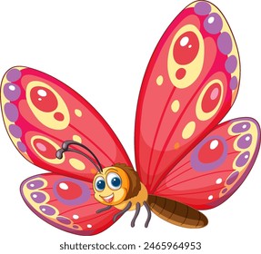 Vibrant cartoon butterfly with playful eyes