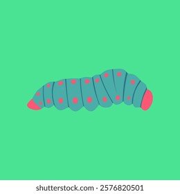 Vibrant cartoon caterpillar on a bright green background