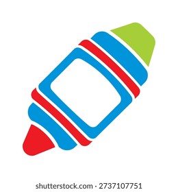 Vibrant cartoon crayon with blue red green colors
