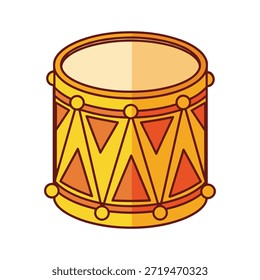 Tambor de desenho animado com padrões geométricos e cores brilhantes