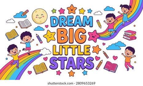 A vibrant cartoon featuring the text 