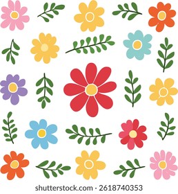 A vibrant cartoon flower design suitable for decoration or prints.