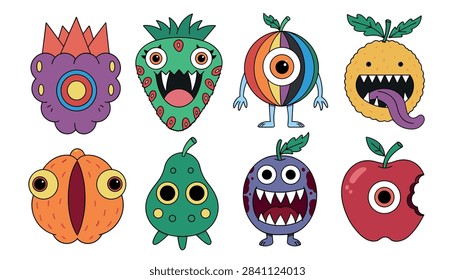 Vibrant Cartoon Fruit Monster Characters Collection
