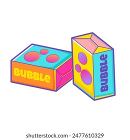 Vibrant cartoon illustration of colorful bubble gum packs, y2k aesthetic, perfect for retro-themed designs, playful decor, and nostalgic graphics.