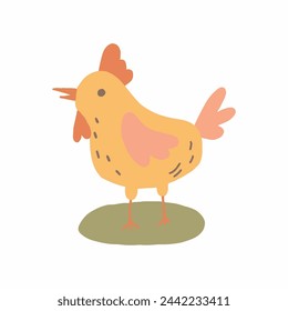 Vibrant Cartoon Illustration of a Colorful Chicken Clucking Joyfully