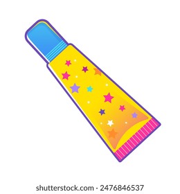 Vibrant cartoon illustration of colorful lip gloss tube, y2k aesthetic, perfect for retro-themed designs, playful decor, and nostalgic graphics.