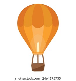 Vibrant cartoon illustration of an orange hot air balloon, isolated on a white background