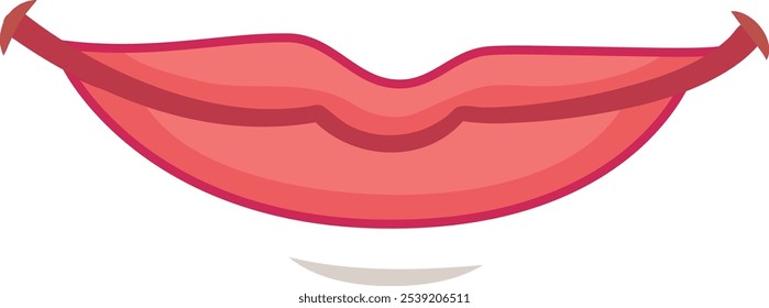 Vibrant cartoon mouth smiles with white teeth, ideal for health and beauty projects. The image features a happy woman with pink lips and a red tongue, conveying oral hygiene messages