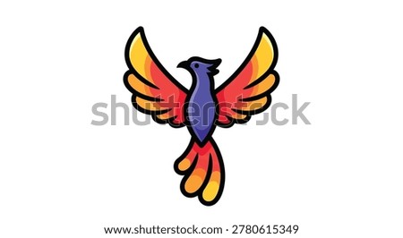 Vibrant cartoon phoenix in flight