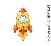 Vibrant Cartoon Rocket Vector Illustration, Perfect For Children Books Or Educational Materials. The Colorful Design