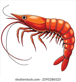 Vibrant Cartoon Shrimp Illustration - High-Quality Seafood Art. this image ai generated 