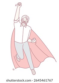 A vibrant cartoon of a superhero in a cape and mask striking a victorious pose, embodying bravery and confidence