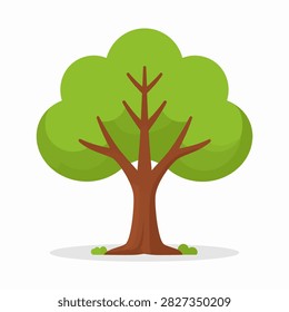A vibrant, cartoon-style green tree with lush foliage and prominent branches, suitable for nature, environment, or outdoor themes.