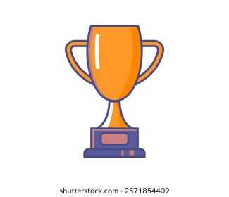 A vibrant, cartoonstyle illustration of a gold trophy. Perfect for websites, presentations, or app design needing a celebratory, achievementoriented visual.