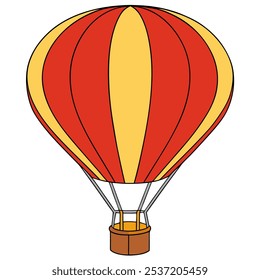 Una ilustración vibrante de estilo de dibujos animados de un globo aerostático, perfecto para agregar un toque caprichoso a sus diseños. Este alegre gráfico es ideal para libros infantiles, tarjetas de felicitación.