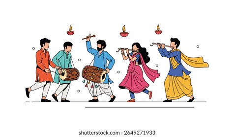 Vibrant Celebration of Indian Culture with Traditional Music and Dance During Festive Occasion