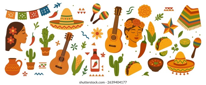 Vibrant celebration of Mexican culture a bright and colorful vector illustration capturing traditional elements and festivities