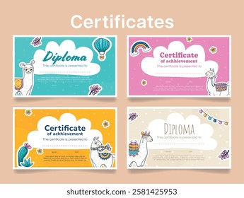 A vibrant certificate template that features a playful design and is suitable for recognizing achievements in educational institutions or fun events such as parties.