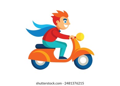  A vibrant and chaotic cartoon vector image with scooty 