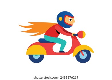  A vibrant and chaotic cartoon vector image with scooty 
