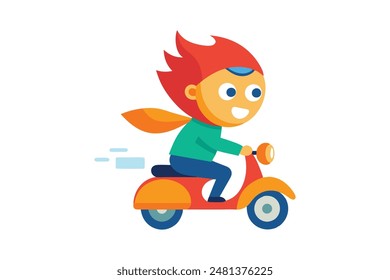  A vibrant and chaotic cartoon vector image with scooty 