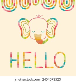 Vibrant charm of this hand drawn neon elephant poster. Against a tranquil beige backdrop, artistic rendition of elephant head and cheerful Hello message in colorful neon outlines adds welcoming touch.