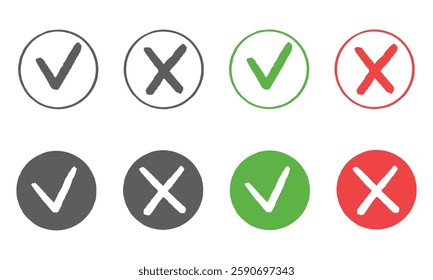 Vibrant Checkmark and Cross Circle Icons
