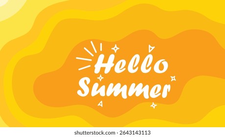 Vibrant and cheerful hello summer greeting with layered yellow and orange background