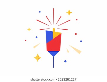 A vibrant and cheerful illustration of a firework exploding, perfect for adding a festive touch to your designs. This playful graphic is ideal for celebrations, holidays.