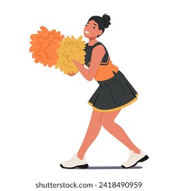 Vibrant Cheerleader Girl Twirls Pom-poms, Radiating Energy With Spirited Dance. Graceful Moves, Synchronized Jumps, And Infectious Enthusiasm Captivate The Crowd, Igniting A Lively, Rhythmic Spectacle