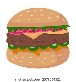 Vibrant Cheeseburger Vector Illustrations: Perfect for Branding