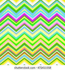 Vibrant chevron pattern. Summer colorful zig zag pattern for fabric print. 