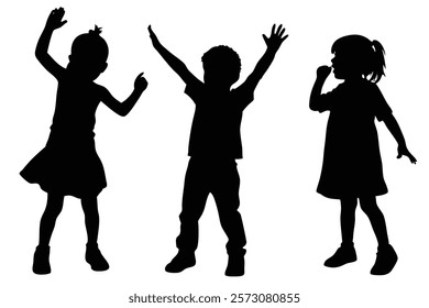 Vibrant Children Gesture Silhouettes for Artworks
