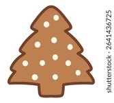 Vibrant christmas tree cookie with rainbow sprinkles, bold vector illustration