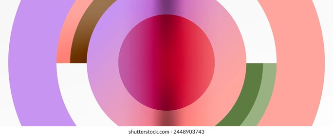 A vibrant circle featuring colorful petals in shades of magenta, carmine, and electric blue. The center is a bold red circle, creating a striking pattern reminiscent of a gas planet