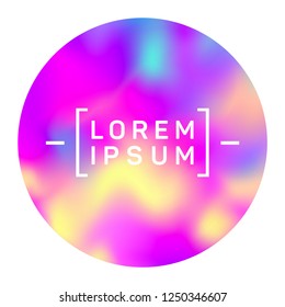 Vibrant circle frame of holographic gradient texture with blur effect. Round gradient trendy soft color background. Vibrant fluid colors circle for screen or mobile ui. Button design element.