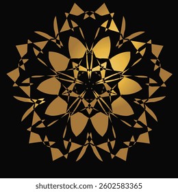 Vibrant circle geometric pattern, with gold gradient colour , abstrack art.