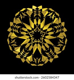 Vibrant circle geometric pattern, with gold gradient colour , abstrack art.