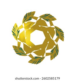Vibrant circle geometric pattern, with gold gradient colour , abstrack art.