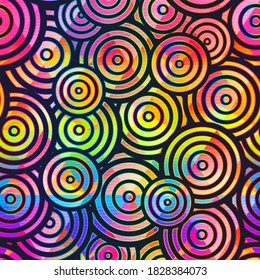 Vibrant circle geometric seamless pattern.