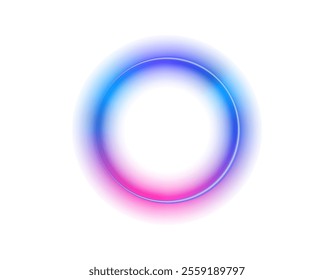 A vibrant circle halo with a smooth gradient and glowing effect, featuring bright blue and pink hues.