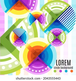 Vibrant circle layers on stripe background