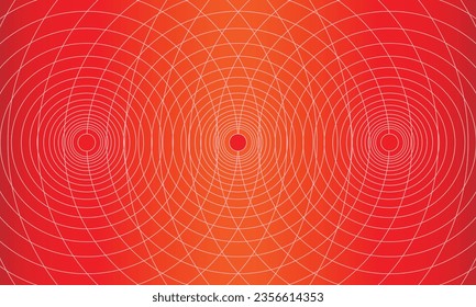 Vibrant circles in red background. Carpet or rug texture.