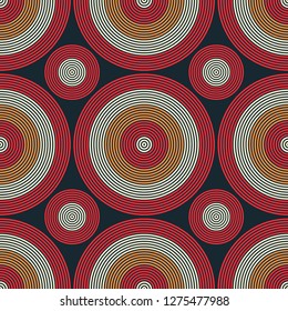 Vibrant circles seamless pattern, abstract colorful background, texture.