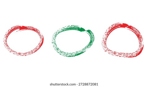 Pinceladas circulares vibrantes en Vector rojo y verde