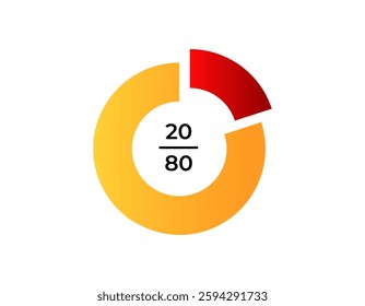 A vibrant circular chart showing a 20 80 division, featuring red and yellow sections for clear visualization of data.